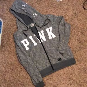 PINK Victoria’s Secret gray zip up hoodie size medium